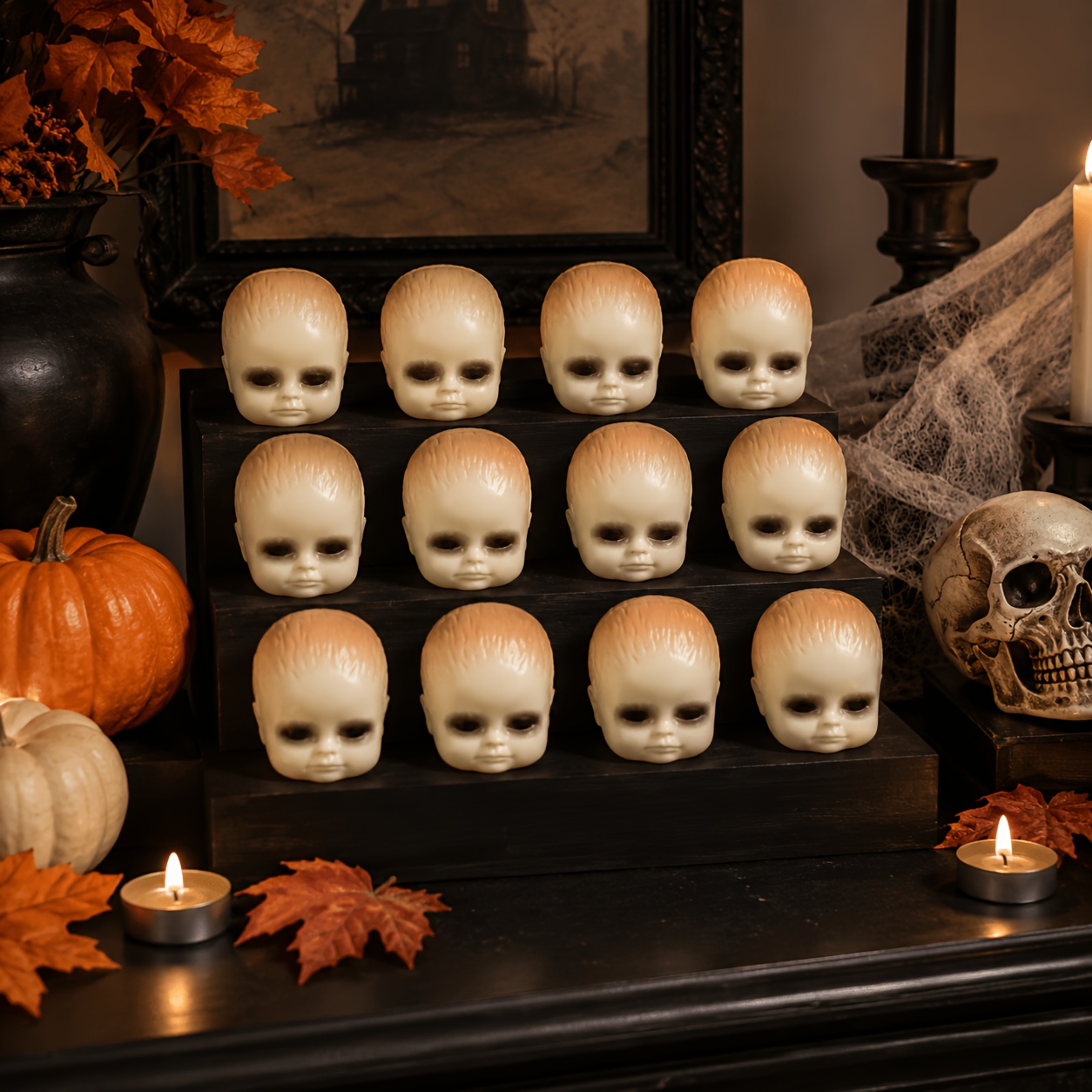 12Pcs Creepy Doll Head Ornamen - Head Racket Boom ulasan dan harga