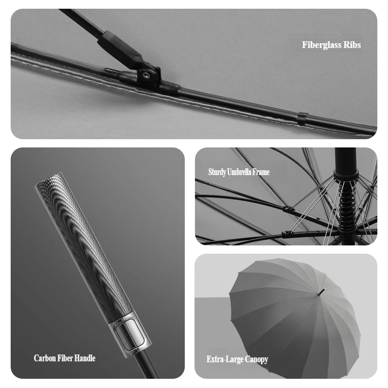 16-Rib Automatic Carbon Fiber  - Golf Umbrella Large ulasan dan harga